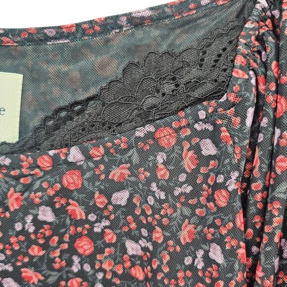 Anthropologie Maeve Womens Plus Size 2X Mutton Sleeve Scoop Neck Floral Top NWT - Picture 4 of 11